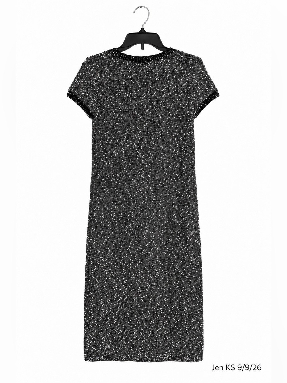 Ann Taylor Petite Knit Shift Dress Women’s Medium Black White Tweed Speckled